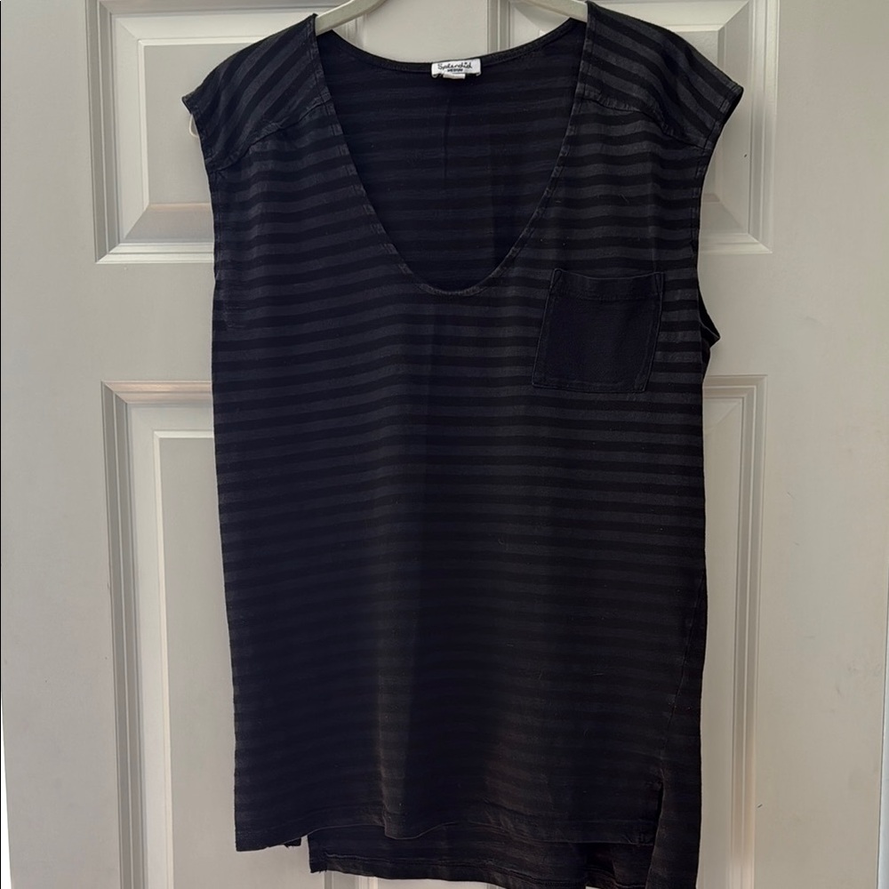 Splendid Black on Black Striped Women's Tank Top